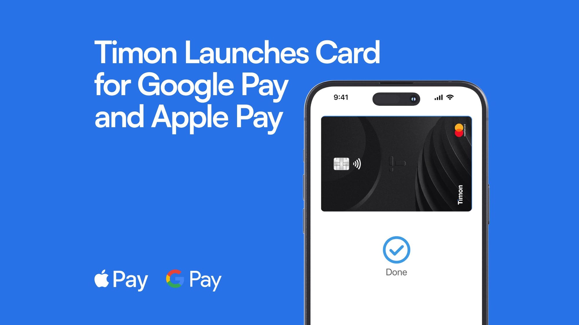 Timon virtual card with Apple Pay and Google Pay