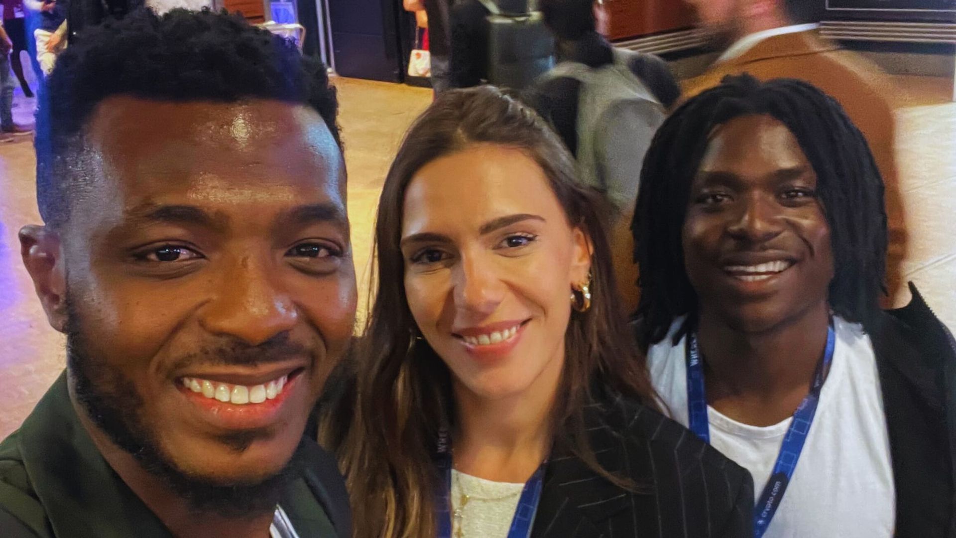 Group photo of Oluwaseun Adeyanju of Mariblock, Jessica Gaubert of Haraka and Adulfatai Suleiman of Blockradar at Paris Blockchain Week.