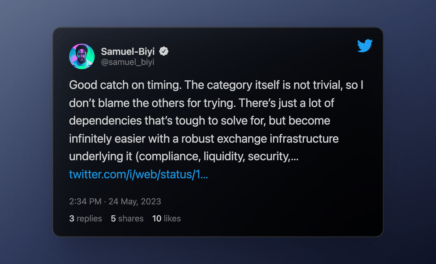 Tweet by Samuel Biyi
