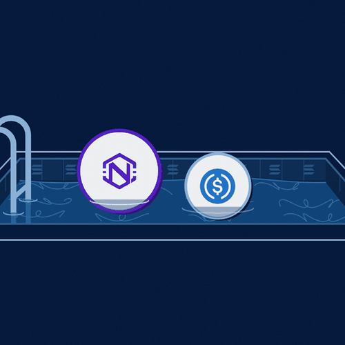 An illustration of cNGN and USDC coins floating in a swimming pool