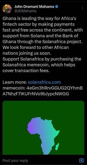 JD Mahama Tweet on Solana Scam 538x1024